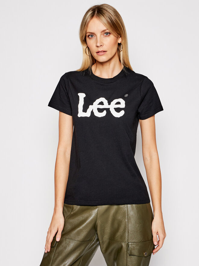 Lee Lee Marškinėliai Logo Tee L42UER01 112109467 Juoda Regular Fit
