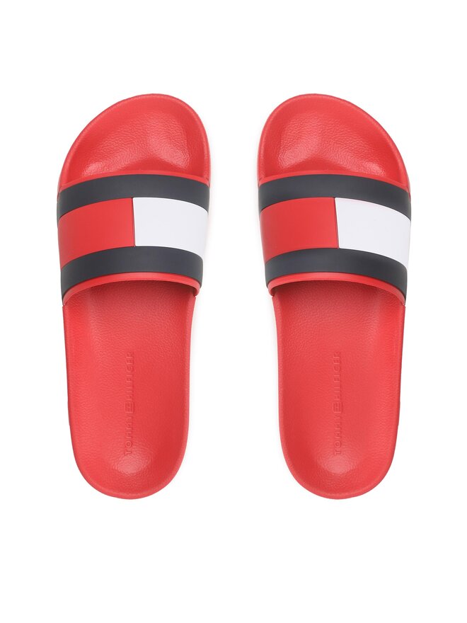 Tommy Hilfiger Klapki Tommy Hilfiger Rubber Th Flag Pool Slide FM0FM04263 Czerwony