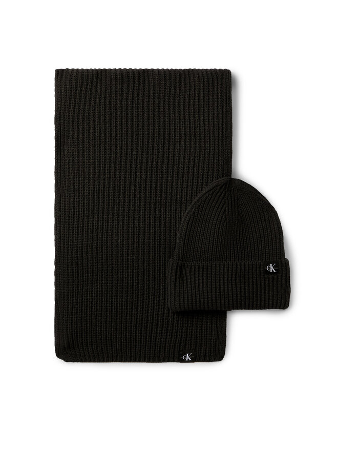 Calvin Klein Jeans Набір Шарф і Шапка Calvin Klein Jeans Monogram Rib Scarf Beanie Set IU0IU00638 Чорний