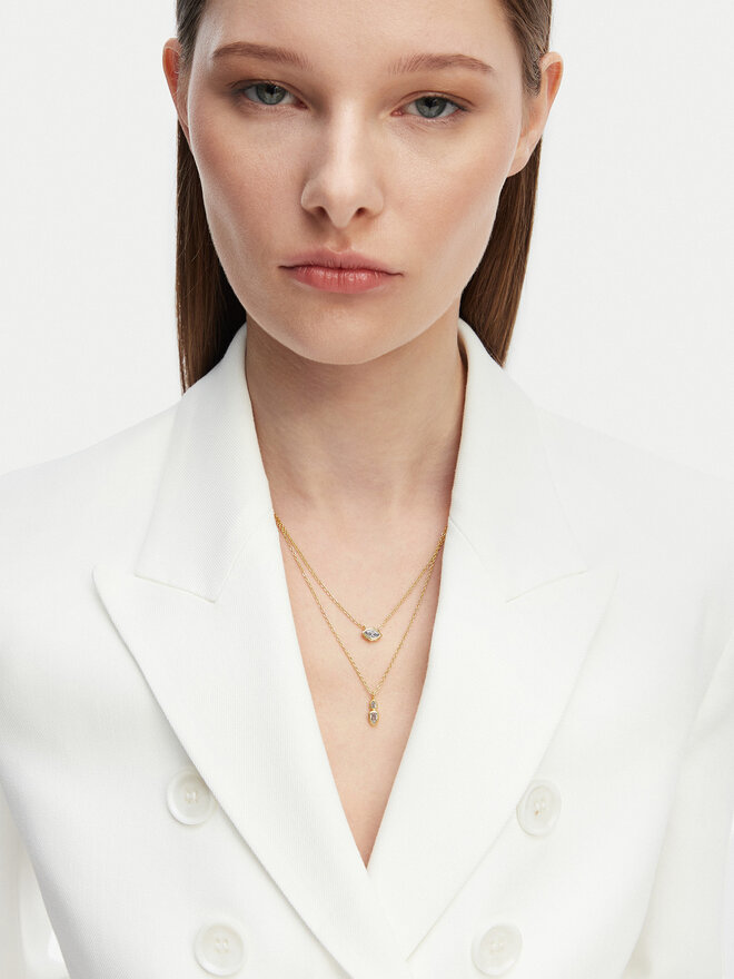 Luv AJ Набір ланцюжків Luv AJ Stellar Bezel Charm Necklace Set HOL22-N-SBCN-G Золотий