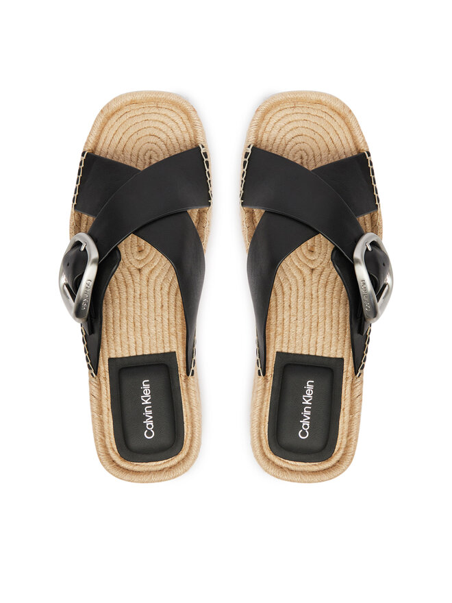 Calvin Klein Espadrilles Calvin Klein Flatf Espadrill Cross Lth Hdw HW0HW02892 Schwarz