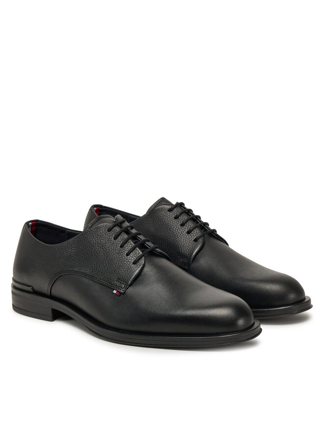 Tommy Hilfiger Pusbačiai Tommy Hilfiger Core Hilfiger Leather Shoe FM0FM05375 Juoda