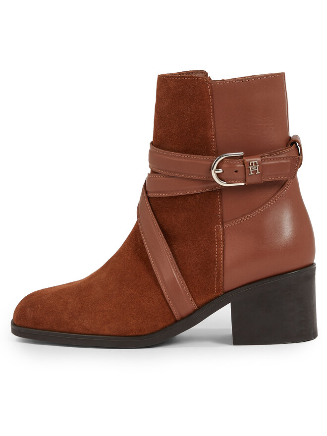 Tommy Hilfiger Botki Tommy Hilfiger Elevated Essential Midheel Boot FW0FW07515 Brązowy