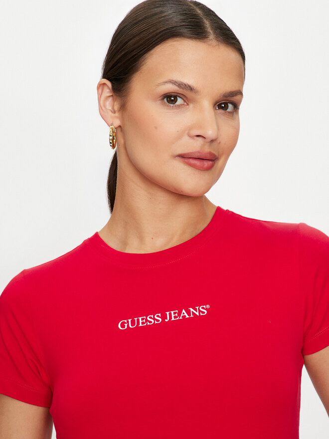 Guess Jeans Guess Jeans Marškinėliai W4YI01 J1314 Raudona Slim Fit