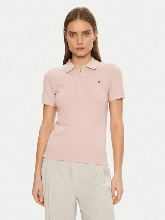 Tommy Hilfiger Tommy Hilfiger Polo marškinėliai 1985 WW0WW43225 Rožinė Slim Fit