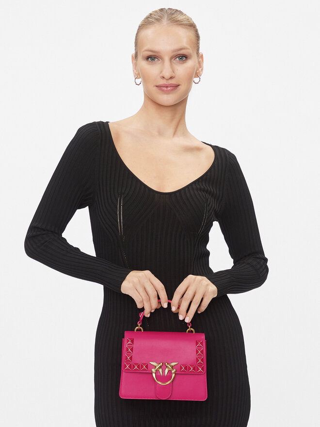 Sac Pinko Love One Top Handle Mini Light - Cuir Souple - Boucle Love Birds - Bandoulière Réglable - 20x9x15 Cm