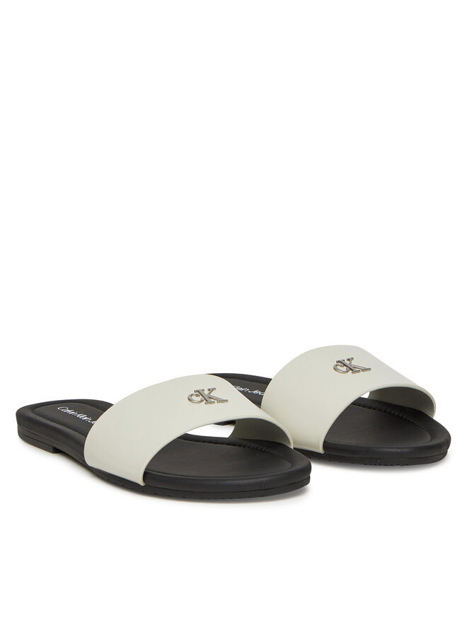 Calvin Klein Jeans Natikači Calvin Klein Jeans Flat Sandal Slide Mg YW0YW01697 Bela