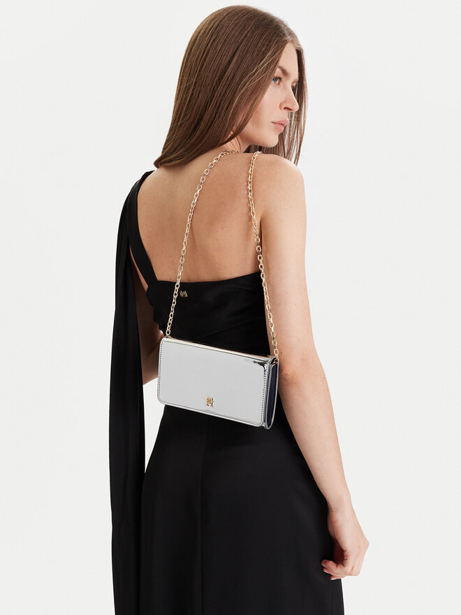 Tommy Hilfiger Táska Tommy Hilfiger Icon Flap W/Chain Met AW0AW17959 Ezüst