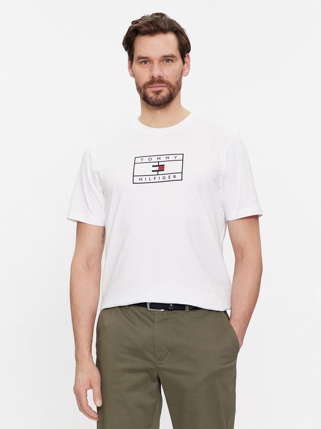 Tommy Hilfiger Tommy Hilfiger Marškinėliai Big Graphic MW0MW34204 Balta Regular Fit