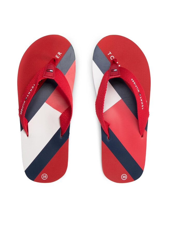 Tommy Hilfiger Zehentrenner Tommy Hilfiger Logo Print Flip Flop T3A8-32190-0058 S Rot