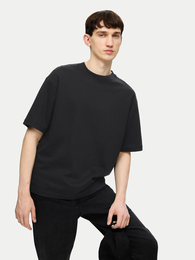 Selected Homme Selected Homme T-Shirt 16094143 Μαύρο Loose Fit