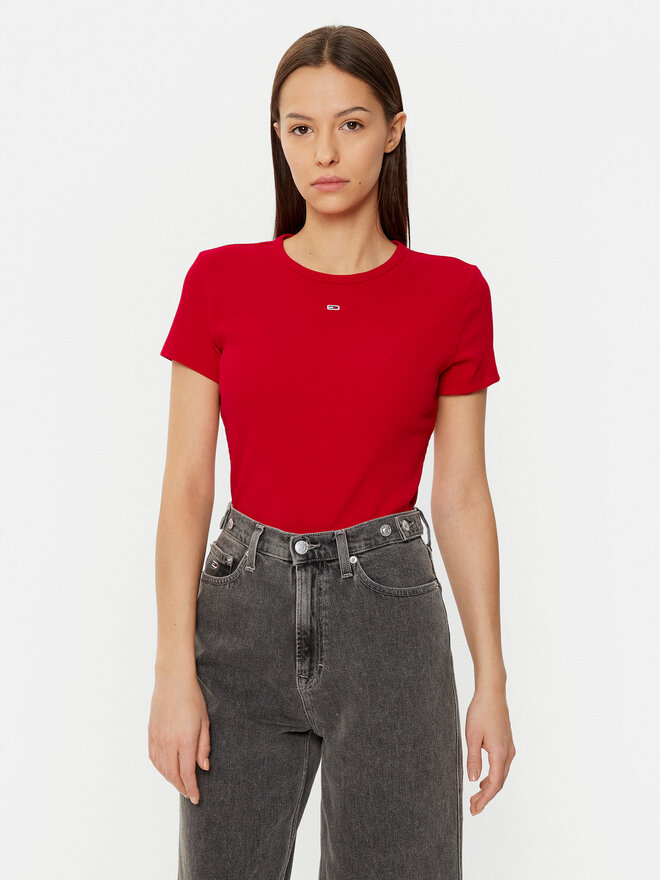 Tommy Jeans Tommy Jeans Póló Essential DW0DW17383 Piros Slim Fit