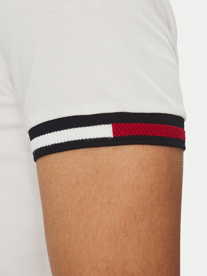 Tommy Hilfiger Tommy Hilfiger Poloshirt Flag Cuff MW0MW38458 Weiß Slim Fit
