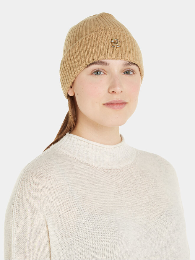 Tommy Hilfiger Σκούφος Tommy Hilfiger Cashmere Chic Beanie AW0AW15321 Μπεζ
