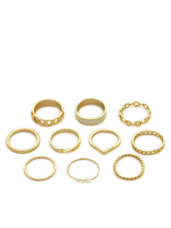 Pieces Комплект 10 пръстена Pieces 17146764 Златист