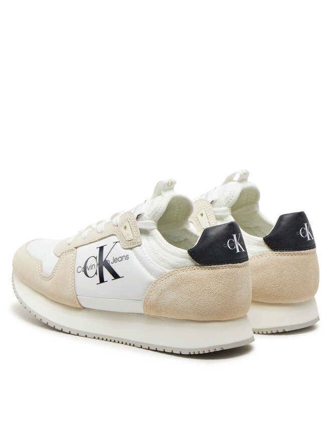 Calvin Klein Jeans Sneakersy Calvin Klein Jeans Runner Sock Laceup Ny-Lth Wn YW0YW00840 Biały