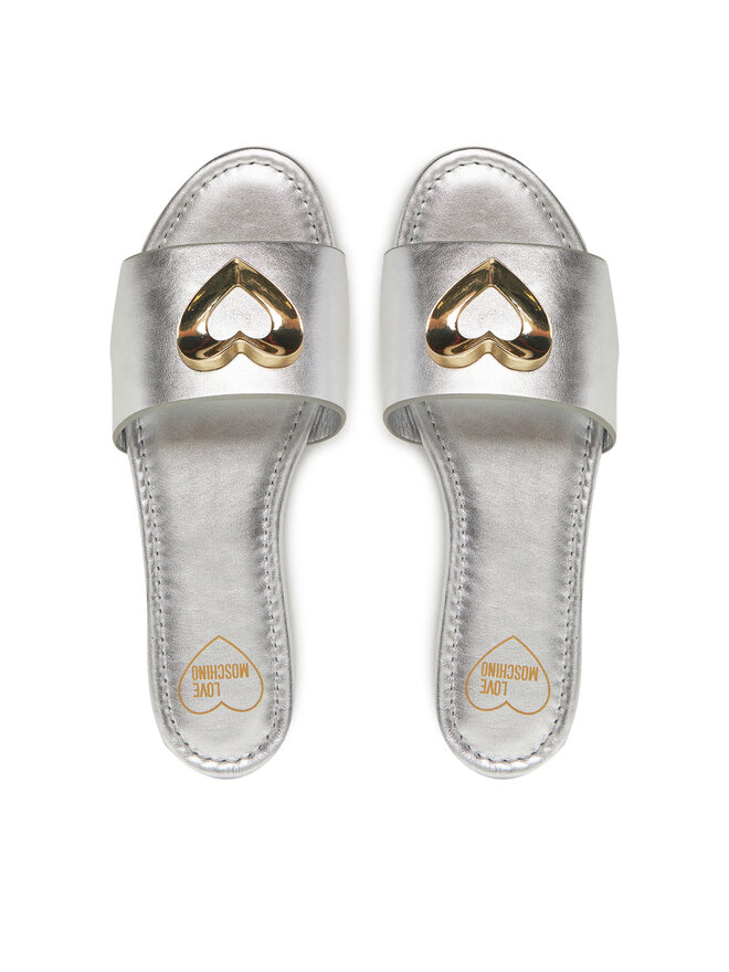 LOVE MOSCHINO Klapki LOVE MOSCHINO JA28161G0MIF090B Srebrny