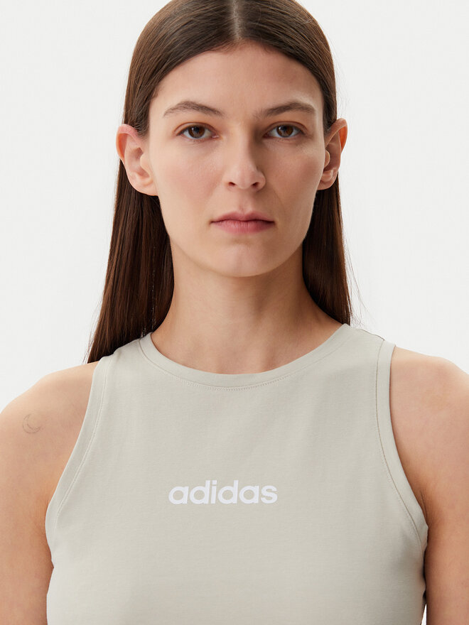 adidas adidas Marškinėliai Essentials Linear JC5790 Smėlio Slim Fit