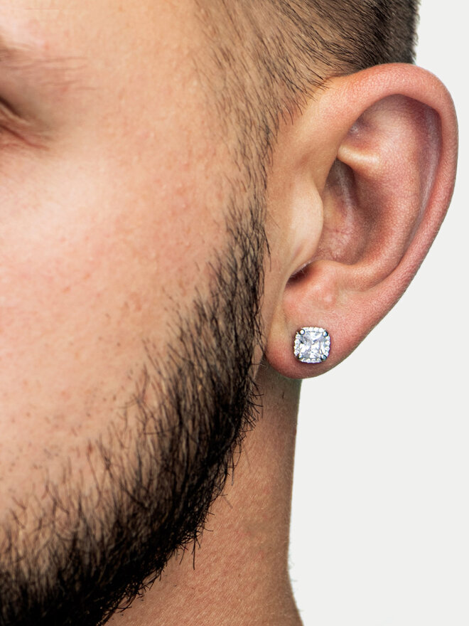 ICED STUFF Pendientes ICED STUFF Princess Square Oro blanco