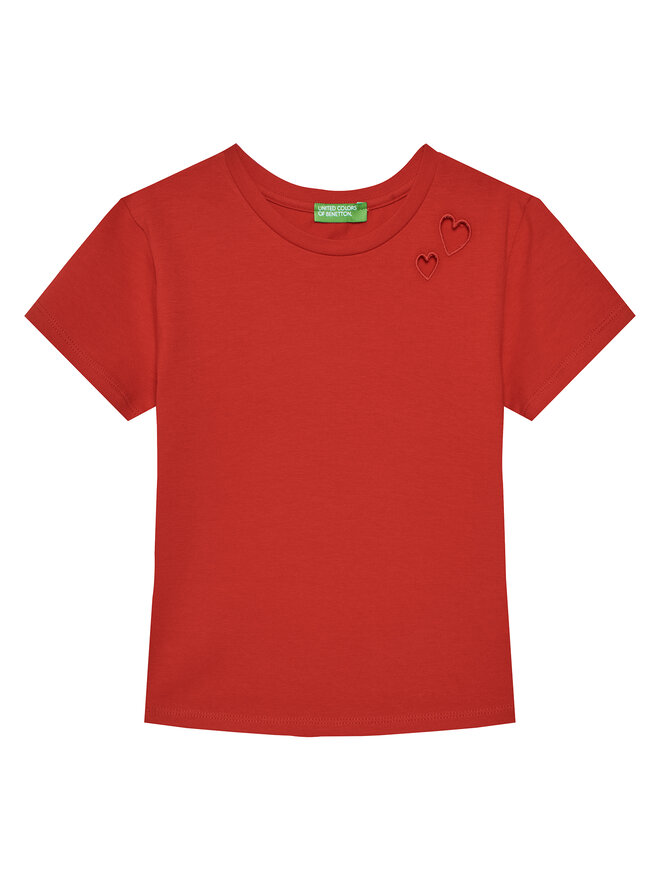 United Colors Of Benetton United Colors Of Benetton Marškinėliai 3P4ZC10O0 Raudona Slim Fit