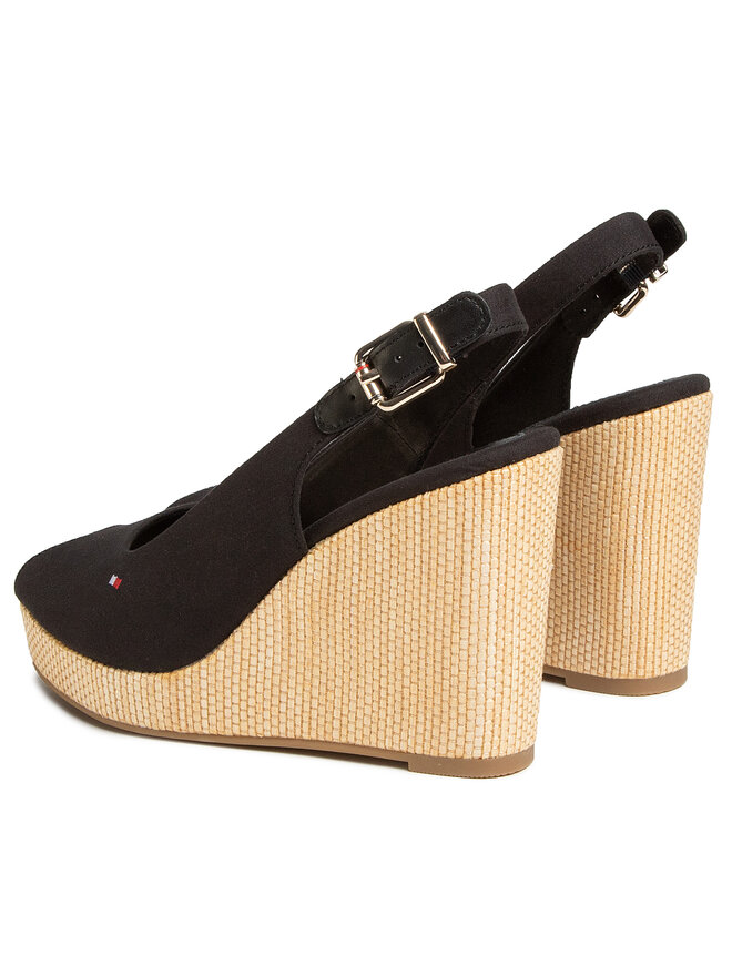 Tommy Hilfiger Espadrillas Tommy Hilfiger Iconic Elena Sling Back Wedge FW0FW04789 Nero