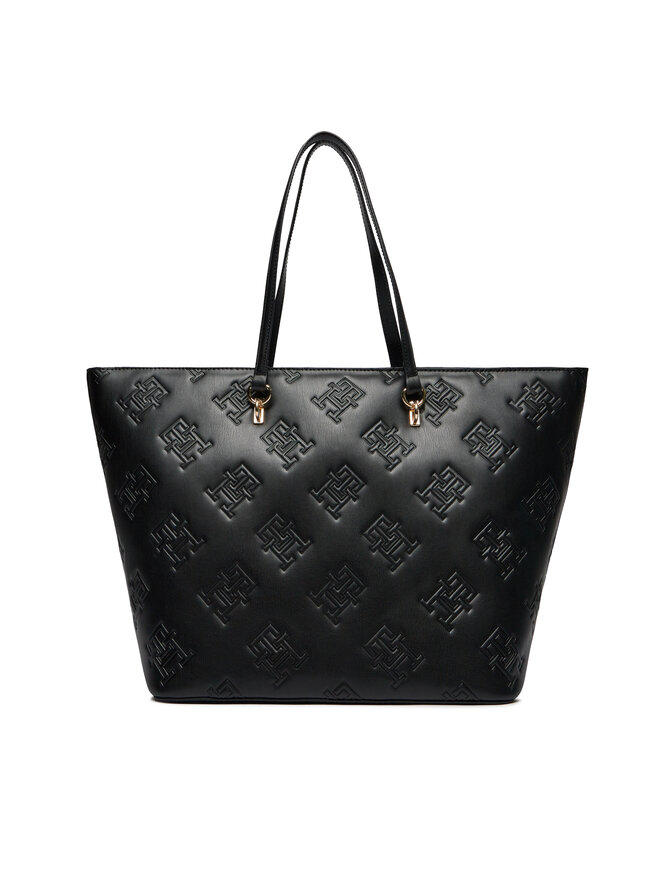 Handtasche Tommy Hilfiger Th Refined Tote Mono AW0AW15726 Schwarz 