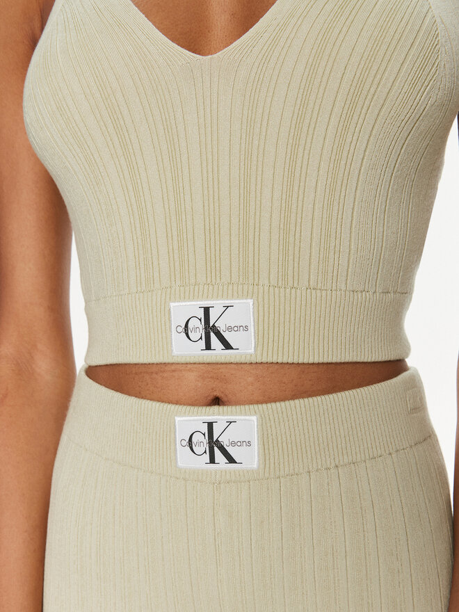 Calvin Klein Jeans Calvin Klein Jeans Felső Label J20J223152 Zöld Slim Fit