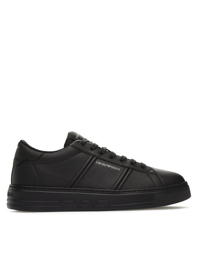 Emporio armani black trainers sales