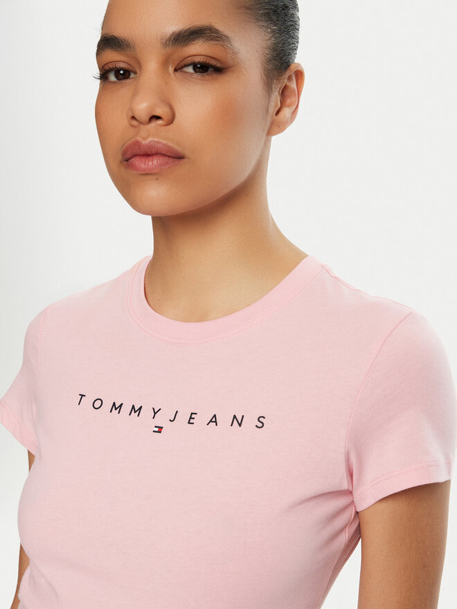 Tommy Jeans Tommy Jeans Marškinėliai Linear DW0DW18398 Rožinė Slim Fit