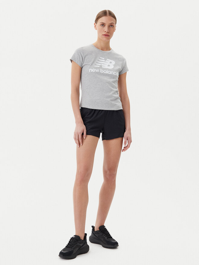 New Balance New Balance Marškinėliai Essentials Stacked Logo Tee WT91546 Pilka Athletic Fit