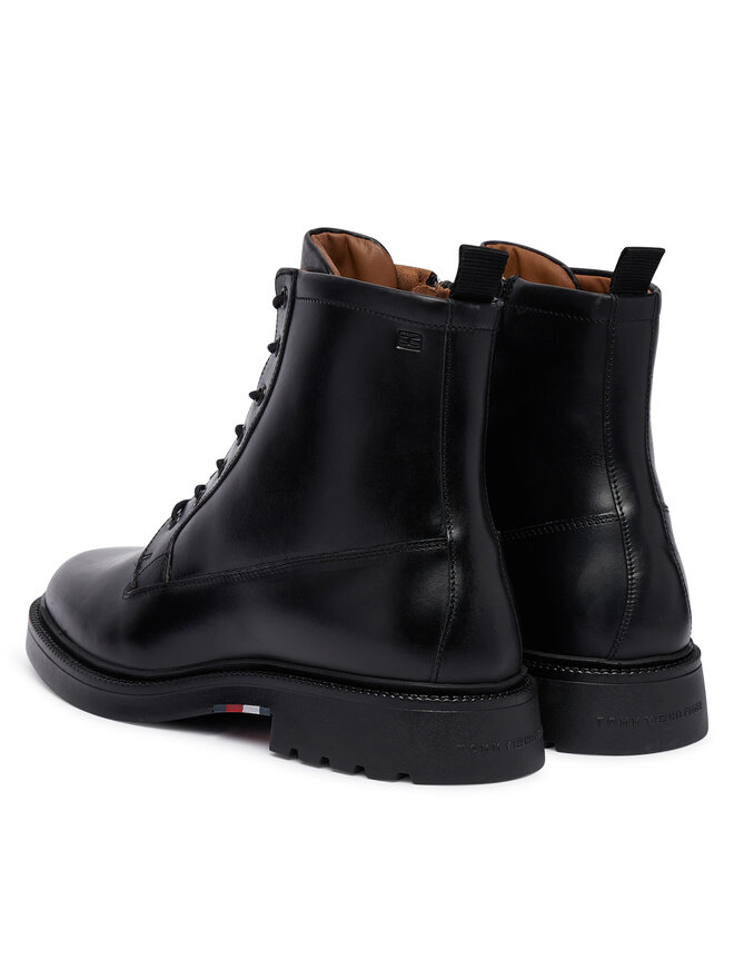 Tommy Hilfiger Schnürschuhe Tommy Hilfiger Corporate Casual Lth Boot FM0FM06174 Schwarz