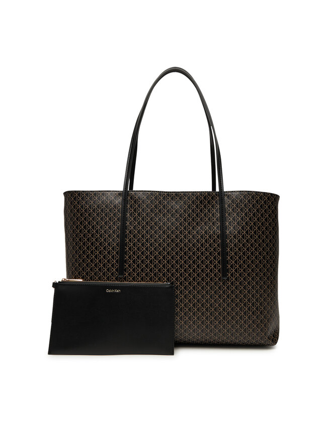 Calvin Klein Handtasche Calvin Klein Emblem Aop Tote W/ Pouch LV04F3266G Schwarz