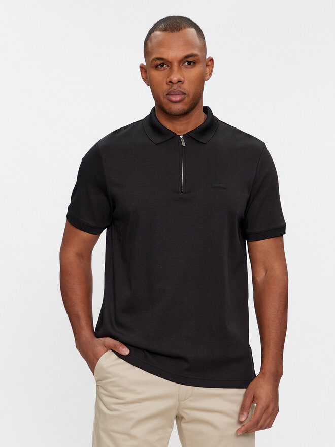 Calvin Klein Calvin Klein Poloshirt Smooth Cotton Welt Zip Polo K10K112754 Schwarz Regular Fit