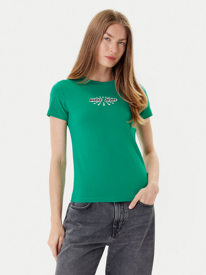 Guess Jeans Guess Jeans Футболка W5YI04 J1314 Зелений Slim Fit