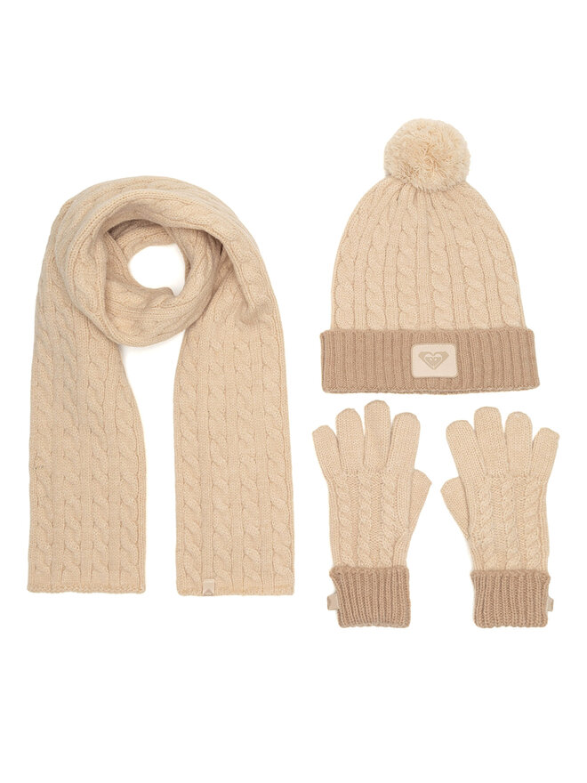 Roxy Комплект шапка, шал и ръкавици Roxy RX-KF-001-AW24 Бежов