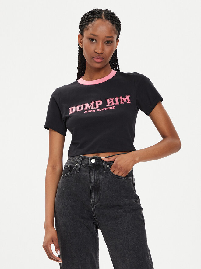 Juicy Couture Juicy Couture T-Shirt Dump Him JCWCT23314 Schwarz Slim Fit