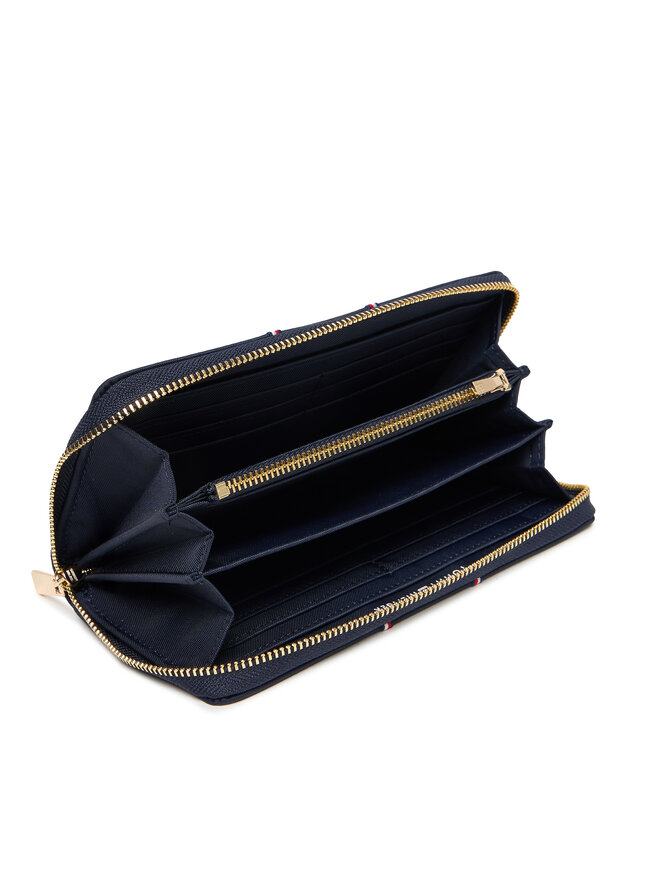 Tommy Hilfiger Голям дамски портфейл Tommy Hilfiger Th Icon Lrg Za Nylon Corp AW0AW17954 Тъмносин