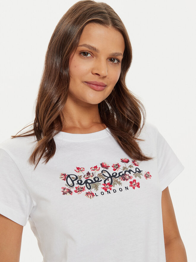 Pepe Jeans Pepe Jeans Marškinėliai Ginny PL505945 Balta Regular Fit