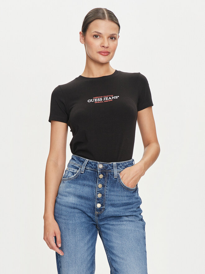Guess Jeans Guess Jeans T-Shirt W4YI03 J1314 Schwarz Slim Fit
