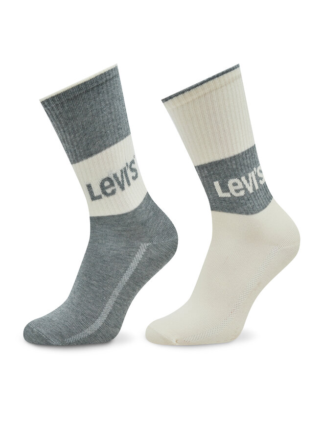Levi's® Súprava 2 párov vysokých dámskych ponožiek Levi's® 701218215 Sivá