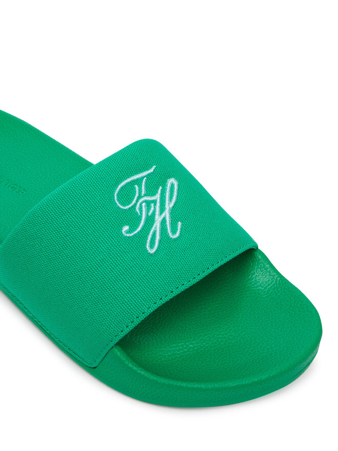 Tommy Hilfiger Pantoletten Tommy Hilfiger Th Script Pool Slide FW0FW09286 Grün