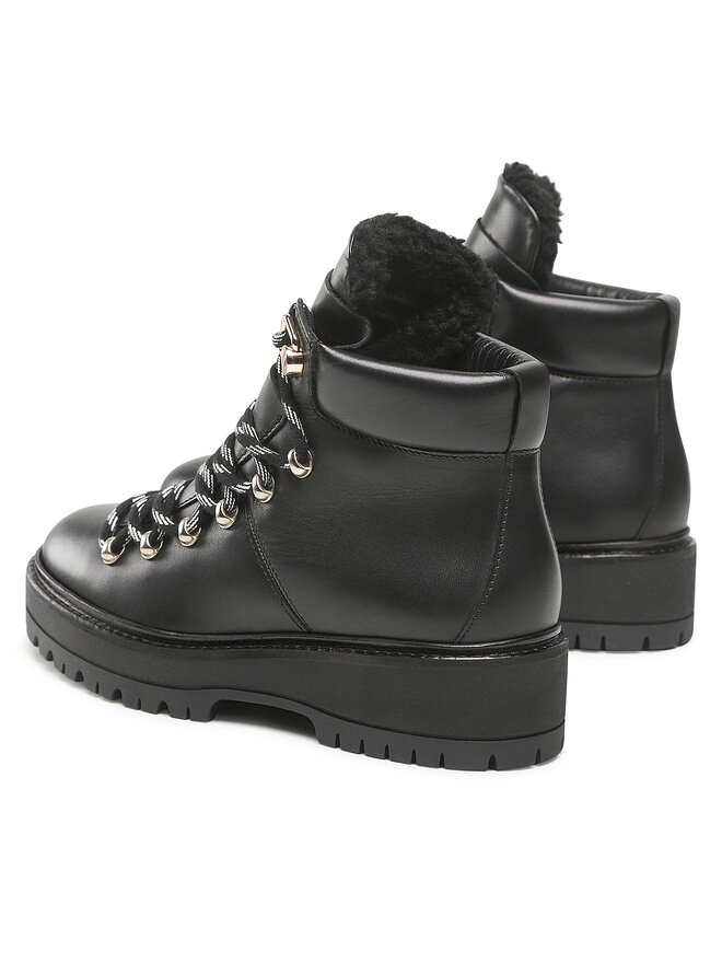 Tommy Hilfiger Stiefeletten Tommy Hilfiger Leather Outdoor Flat Boot FW0FW06725 Schwarz