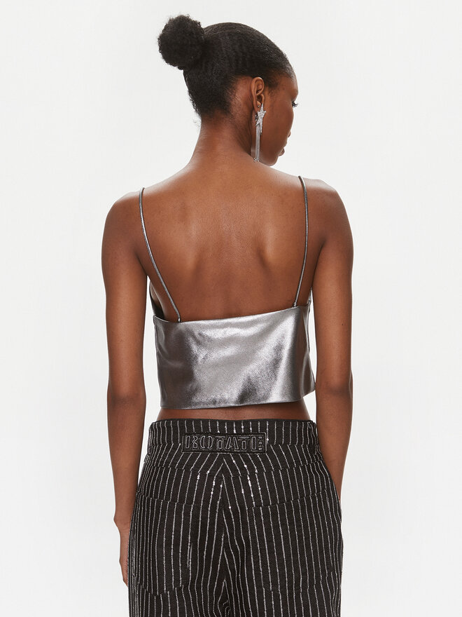 ROTATE ROTATE Τοπ Metallic Crop Top 1116512293 Ασημί Regular Fit