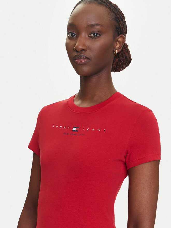 Tommy Jeans Tommy Jeans Póló Linear DW0DW21422 Piros Slim Fit