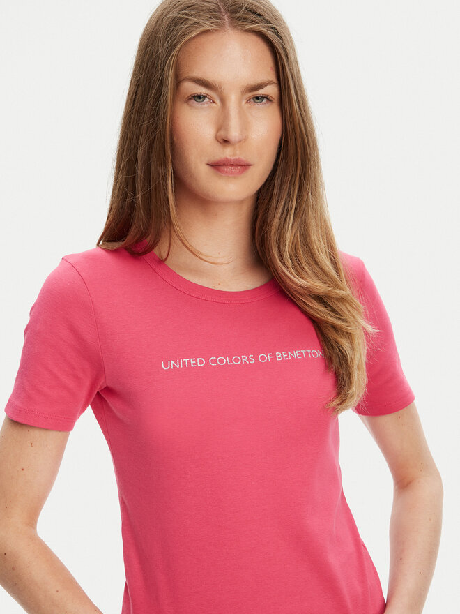 United Colors Of Benetton United Colors Of Benetton Marškinėliai 3GA2E16A2 Rožinė Regular Fit
