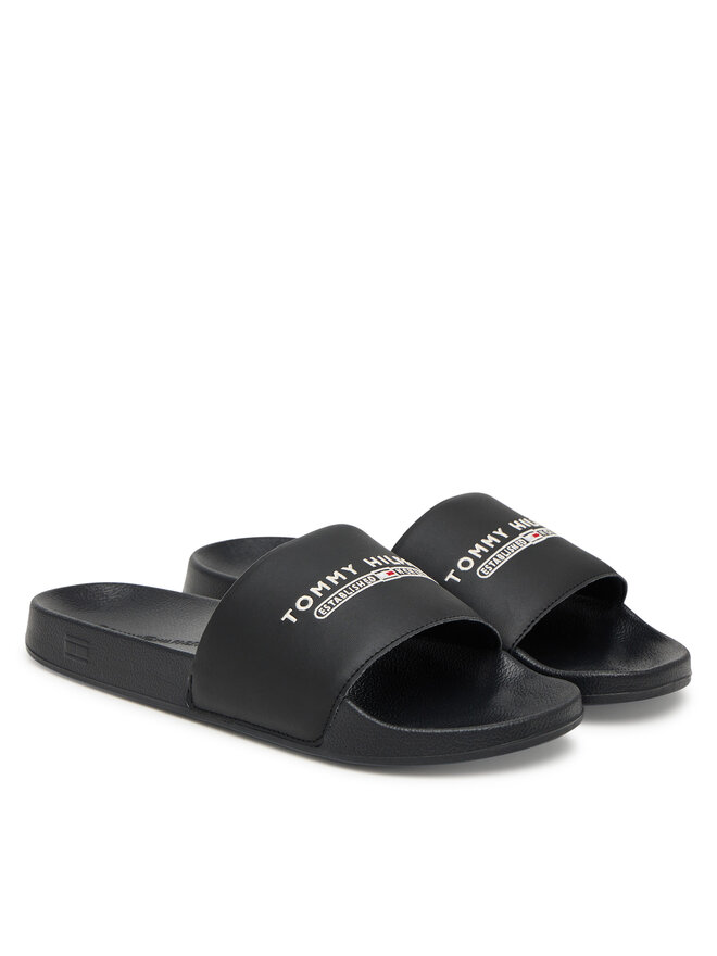 Tommy Hilfiger Pantoletten Tommy Hilfiger Raised Pool Slide FM0FM05761 Schwarz
