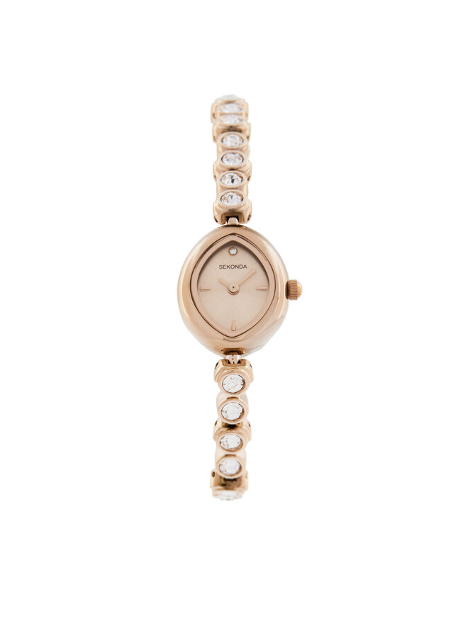 Sekonda Zestaw zegarek, łańcuszek i kolczyki Sekonda 49035 Różowe złoto