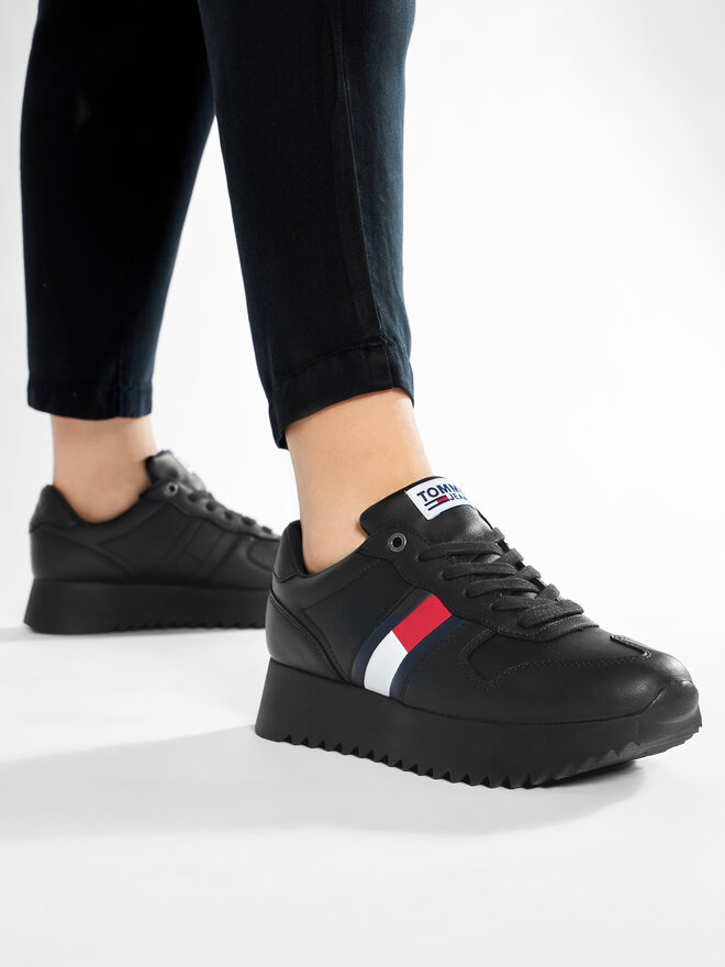 Sneakersy tommy jeans high cleated sneaker enen288 black 99 top