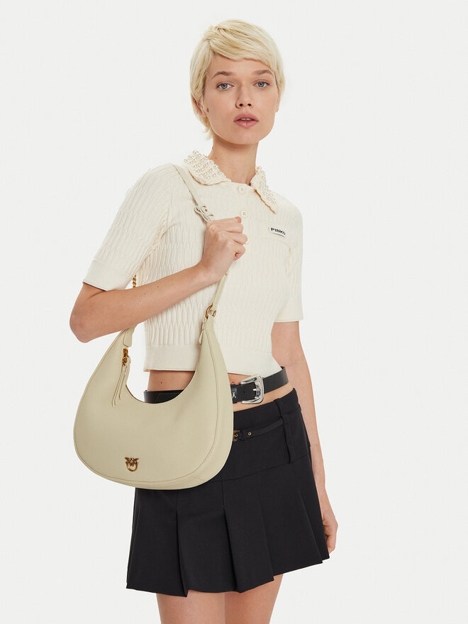 PINKO Borsetta PINKO Brioche Hobo Classic AI 24-25 PLTT 101526 A29Q Écru