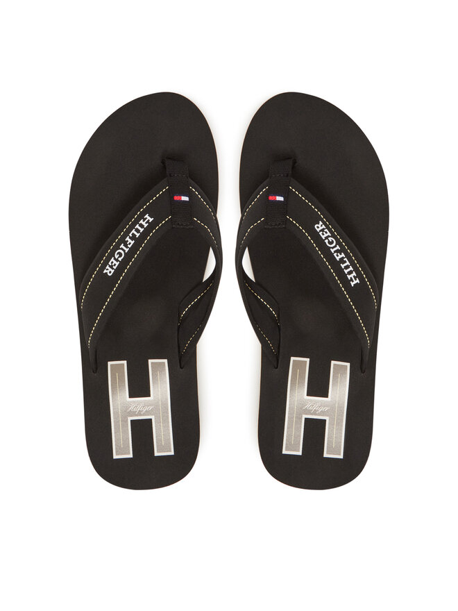 Tommy Hilfiger Zehentrenner Tommy Hilfiger Hilfiger H Padded Beach Sandal FM0FM05536 Schwarz